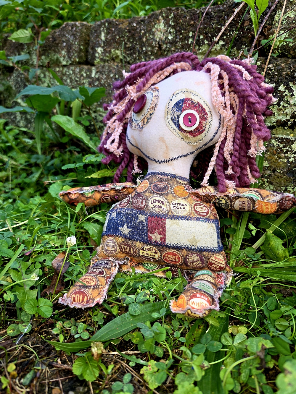Dumpster Dollies OOAK Art Doll Fizzy Mae Creepy Cute Handmade Rag Doll